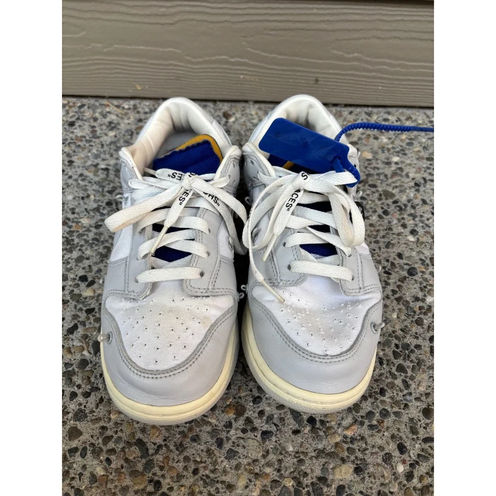 Nike Off-White X Dunk Low Lot 48 of 50 White Metallic Silver DM1602-107 Mens 8.5